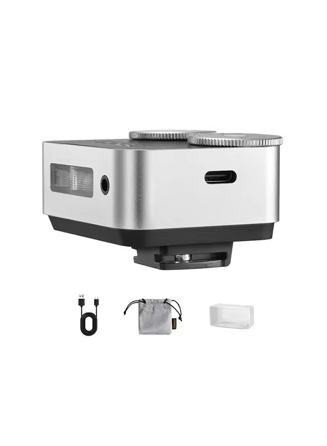 ZENIKO ZA12 Dual Dial Retro Mini Rechargeable Camera Flash Light Speedlite for Canon Fuji XM5 XT3/Sony A7M3 Ricoh GR3/4 Camera